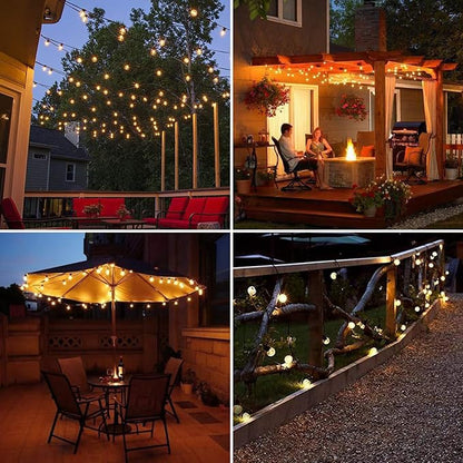 Outdoor String Lights 25 Feet G40 Globe LED Patio Lights with 25 Edison Plastic Bulbs(2 Spare), Waterproof Connectable Hanging Lights for Backyard Porch Balcony Party Decor