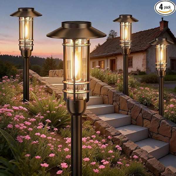 4 Pack Solar Pathway Lights Outdoor, Upgraded Bright Solar Powered Garden Light Outside, Waterproof Outdoor | Lumora