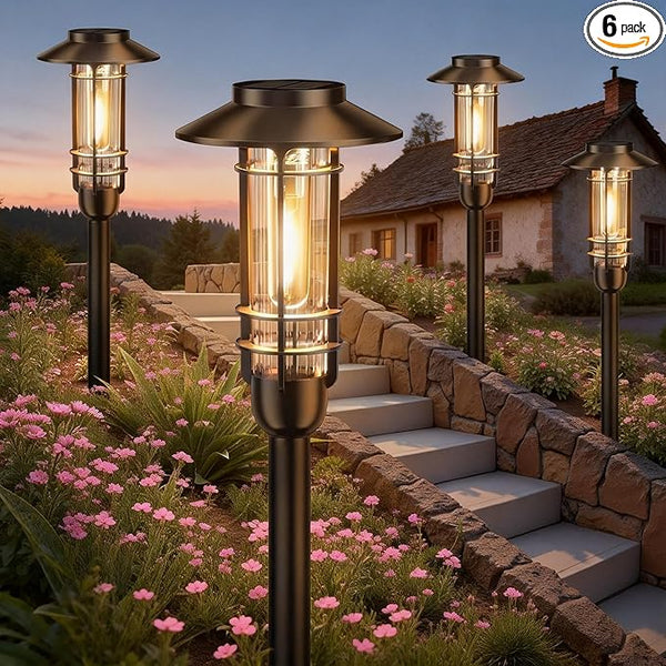 6 Pack Solar Pathway Lights Outdoor, Upgraded Bright Solar Powered Garden Light Outside, Waterproof Outdoor | Lumora