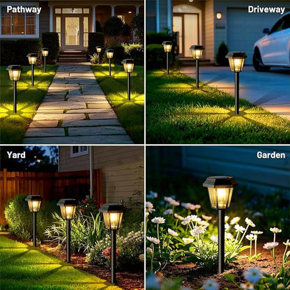 Solar Pathway Lights Outdoor 12 Pack Solar Lights Outdoor Waterproof with 3000K Tungsten Filament Bulb, Decor Driveway Lighting for Yard Garden Landscape Walkway Path Lawn Father's Day (Warm White)