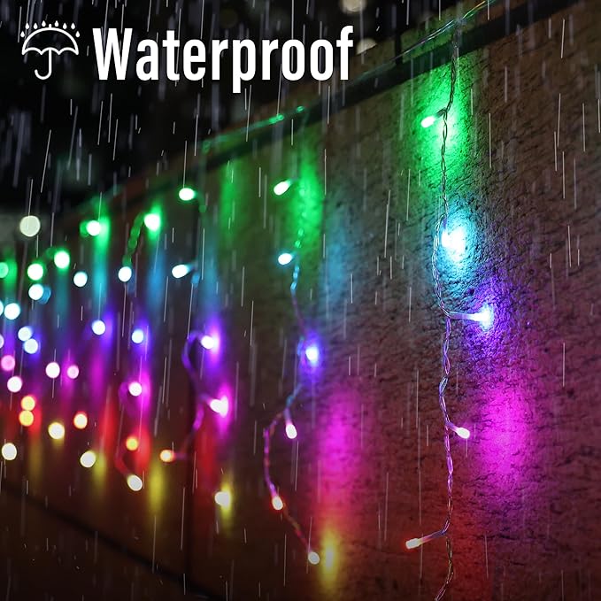 Joomer RGB Christmas Icicle Lights - 66FT Color Changing Outdoor String Lights with Remote Timer, Dripping Blood Effect for Haunted House, Roof, Eaves, Christmas Decor (Non-Connectable)