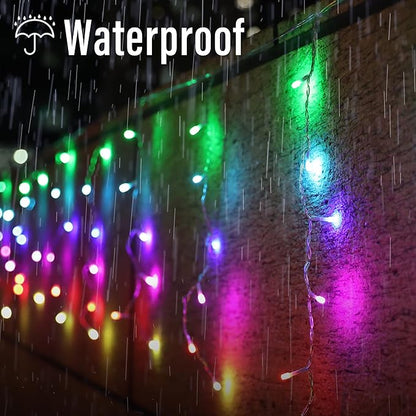Joomer RGB Christmas Icicle Lights - 66FT Color Changing Outdoor String Lights with Remote Timer, Dripping Blood Effect for Haunted House, Roof, Eaves, Christmas Decor (Non-Connectable)