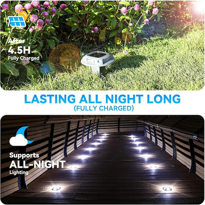 AGPTEK Solar Driveway Lights 24 Pack, 2 Colors in 1 Outdoor Solar Deck Dock Marine Waterproof LED Driveway Marker Security Lights for Outside Pathway,Boat Dock,Step,Walkway,Path,Garden