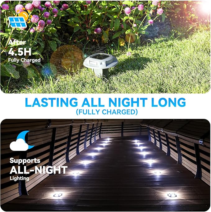 AGPTEK Solar Driveway Light 1 Pack, 2 Colors in 1 Outdoor Solar Deck Dock Marine Waterproof LED Driveway Marker Security Lights for Outside Pathway,Boat Dock,Step,Walkway,Path,Garden