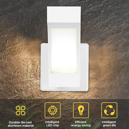 2 Pack LED Porch Light White Outdoor Wall Lights for Garage Patio IP54 Waterproof 600LM Modern Exterior Wall Mount Lamp IP54 Waterproof