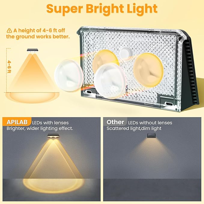 Solar Fence Lights Outdoor 16 Pack - 3 Modes (Warm/Neutral/Cool White), Fence Lights Solar Powered for Outside, IP65 Waterproof, Deck Lighting for Wall, Step, Patio, Pathway, Stairs