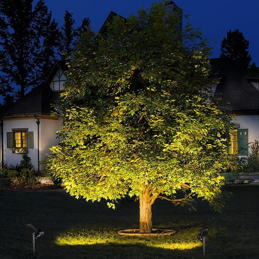 ROSHWEY Solar Spot Lights Outdoor Spotlight 18 LED Waterproof Landscape Spotlight for Garden Lawn Backyard Patio Porch Wall Deck Garage (WarmWhite- 2 Pack)