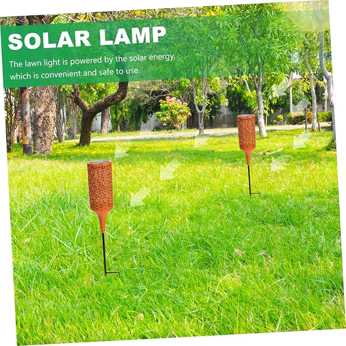 Solar Garden Path Lights Led Iron Chrysanthemum Design for Outdoor Decoration Energy-Saving Solar Powered Lighting for Walkways and Patios Bright Orange Color