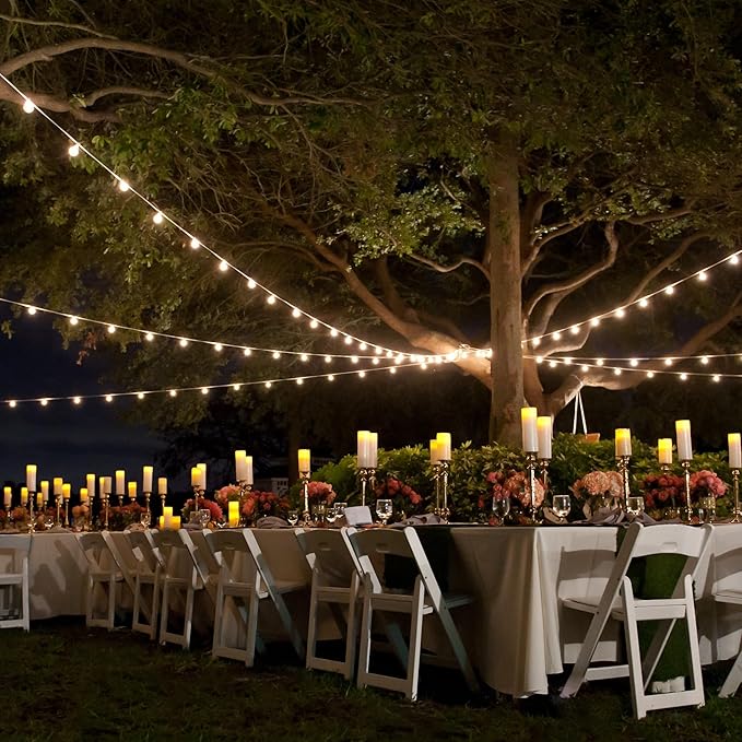 Banord White Outdoor String Lights, Commercial Grade Patio Lights with 30 1W S14 Dimmable Shatterproof LED Bulbs | Lumora