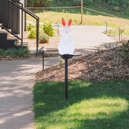 SUPVOX Easter Solar Rabbit Floor Lamp Solar-Powered Decorative Garden Light with Ground Stake Waterproof Outdoor Yard Lighting for Festive Atmosphere