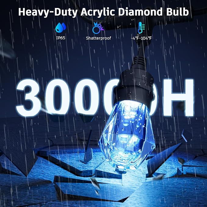 XMCOSY+ Smart Outdoor String Lights - 123ft RGBCWIC Patio Lights with 40 Color Changing Bulbs, LED String Light for | Lumora