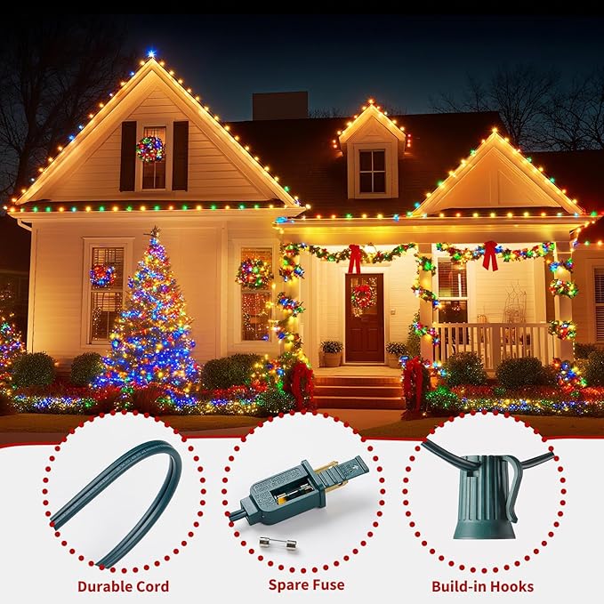 Brightown 25 Feet C9 Bulb String Lights Outdoor Multicolored Christmas Lights Green Wire for Outdoor Patio Room Party Backyard Decoration, 25 Bulbs