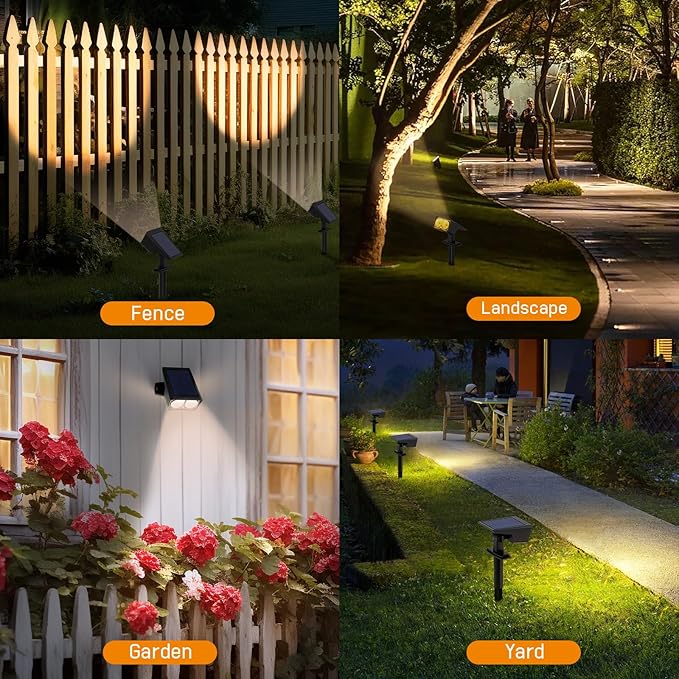 Solar Spot Lights Outdoor Motion Sensor, IP65 Waterproof Bright 2-in-1 Solar Wall Lights, Auto On/Off, LED Solar Landscape Spotlights for Garden, Yard, Pathway, Driveway, Walkway