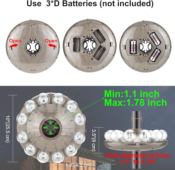 LUXSWAY Umbrella Lights Battery Operated,12 Color Changing Outdoor Patio Umbrella Light for Pole with 80Ft | Lumora