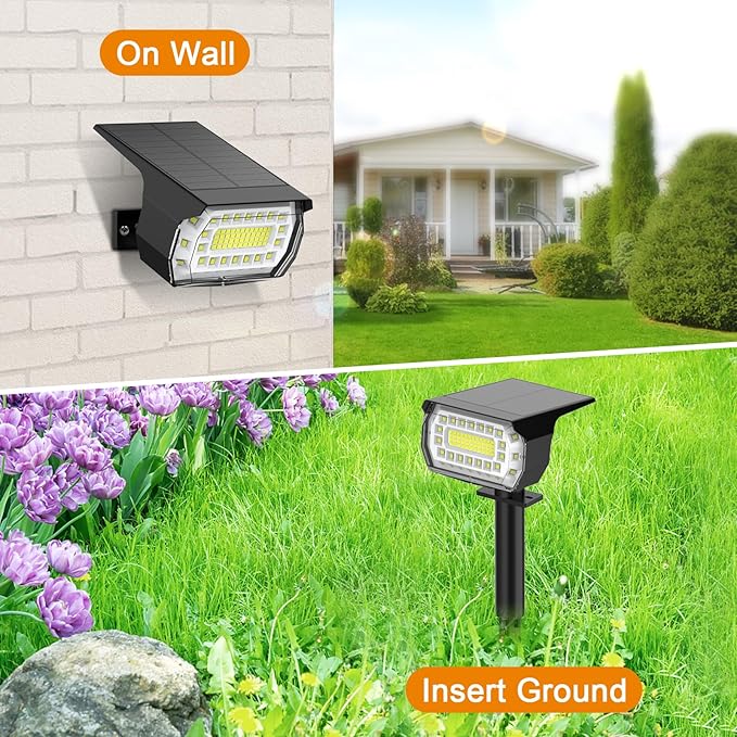 LANSOW Solar Spot Lights Outdoor, [4 Pack/76 LED] 2-in-1 Solar Landscape Spotlights, 3 Modes IP65 Waterproof Dusk | Lumora