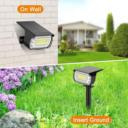 LANSOW Solar Spot Lights Outdoor, [4 Pack/76 LED] 2-in-1 Solar Landscape Spotlights, 3 Modes IP65 Waterproof Dusk to Dawn Solar Powered Flood Wall Lights for Outside Yard Garden Pathway(Cool White)