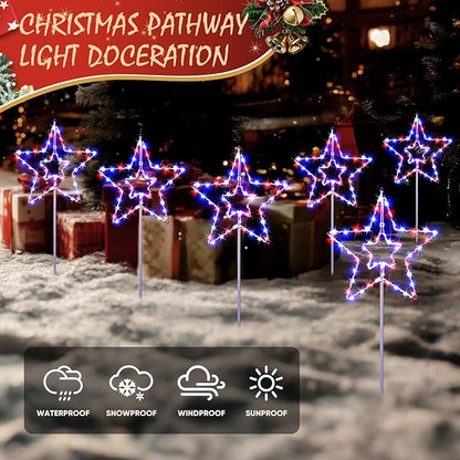 DAMEING 3 Pack 34in Solar Star Lights, Large Solar Garden Decorative Star Lights, Solar Landscape Lighting for Outdoor Lawn Yard Walkway Pathway Garden Decor(Multi-Colored)