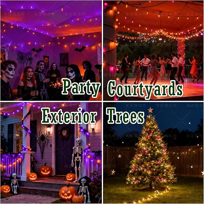 Halloween String Lights (Orange & Purple - Steady, 25FT), Mini LED String Lights, IP68 Waterproof Fairy Lights for Outdoor Indoor Holiday Party Patios Wedding Valentines Day Xmas Decor
