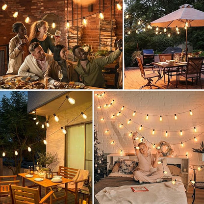 96FT LED Outdoor String Lights, Waterproof Patio Lights with 30+2 2700K Dimmable Shatterproof Edison Hanging Bulbs for Backyard Party-Black
