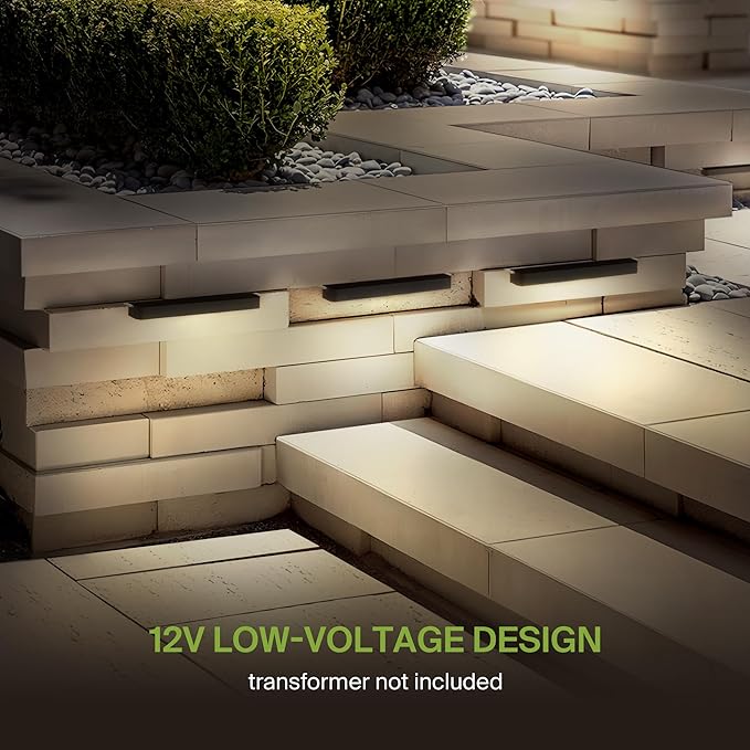 ASD LED 12 Inch Retaining Wall Light Fixture, Hardscape Paver Lighting | 5CCT, Low Voltage, Swivel, Waterproof, ETL Listed | 5W 330LM 2200K-5000K 12V | Landscape Step Illumination | Bronze, 2 Pack