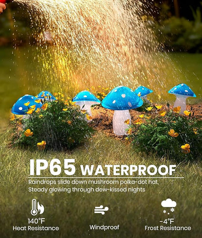Solar Mushroom Lights Outdoor 9 Pack, Garden Outdoor Decor, 8 Lighting Modes, IP65 Waterproof, Crystal-Clear Fairy Decoration for Pathway/Yard/Flower Bed/Patio/Landscape/Backyard/Dwarf, String 30 FT