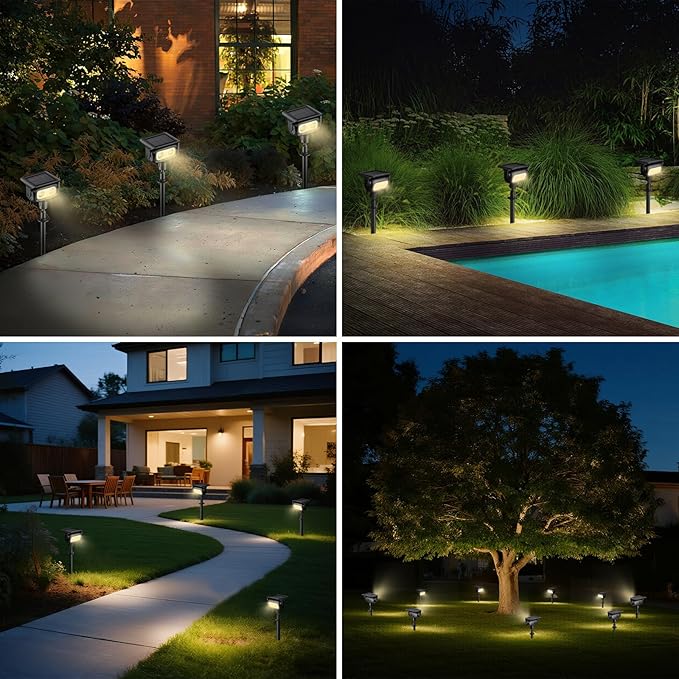 Solar Spot Lights for Outdoor, Warm Light-6 Pack