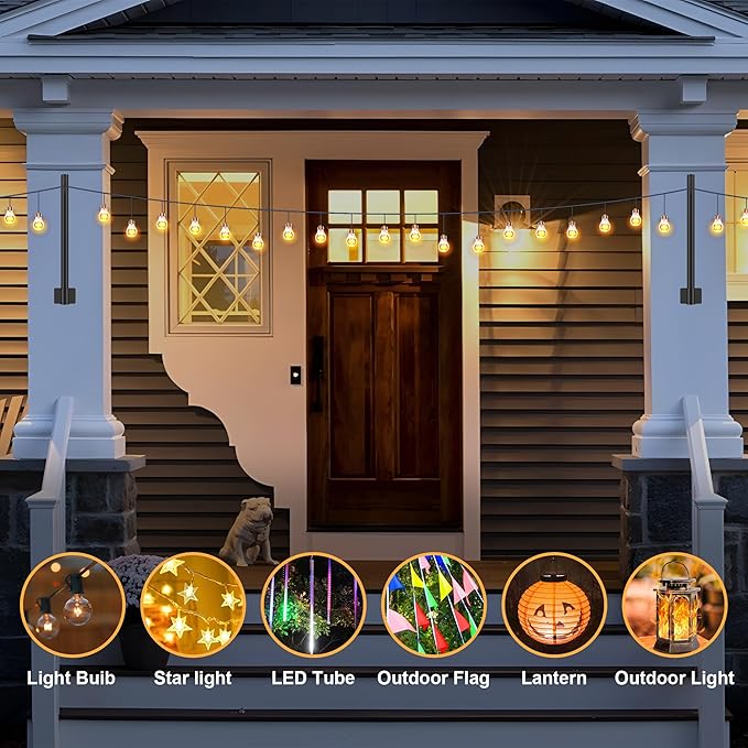 Suchtale Wall Mounted String Light Pole, Fence Extender with Clip and Bracket,Outdoor String Lights Hangers, Wall | Lumora