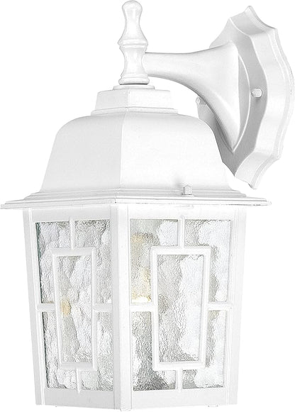 Nuvo Lighting 60/4921 Banyon One Light Wall Lantern/Arm Down 100 Watt A19 Max. Clear Water Glass White Outdoor Fixture