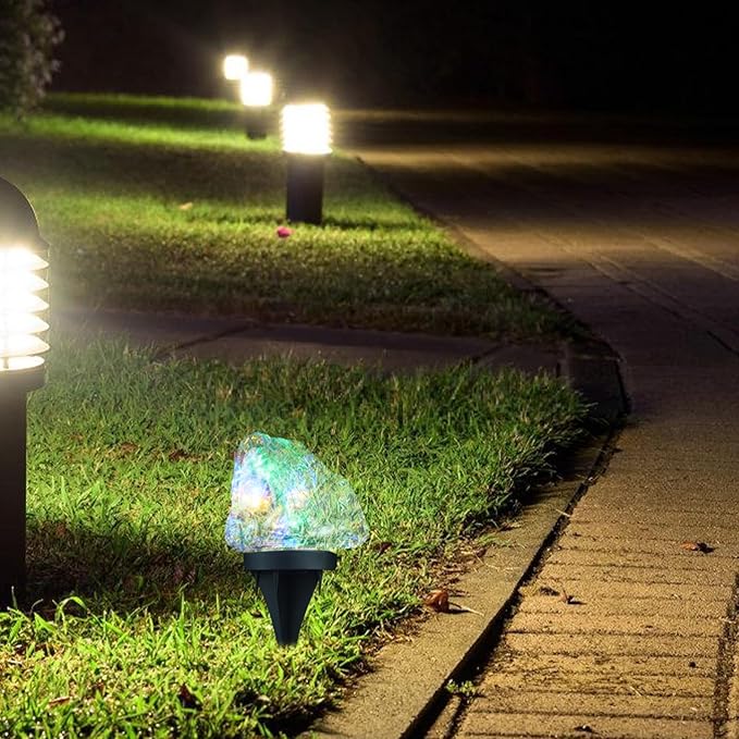 POPETPOP Decorative Solar Pathway Lights Outdoor Led Pebble Shape Lights for Lawn Driveway and Garden Easy Installation