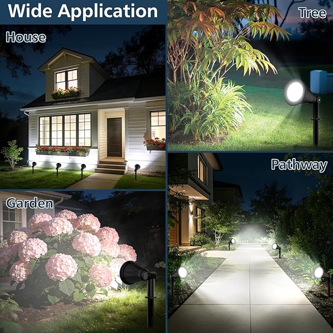 T-SUNUS Christmas Solar Powered LED Spot Light White 6000K, Separated Panel with 9.8ft Cable IP65 Waterproof | Lumora