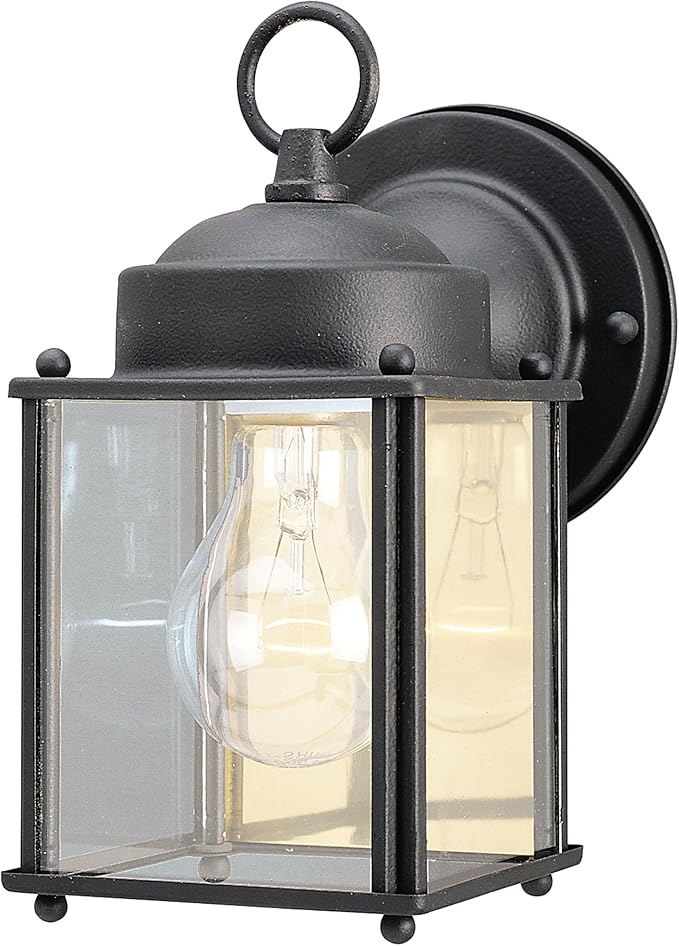 Westinghouse 6697200 One-Light Exterior Wall Lantern, Textured Black Finish on Steel with Clear Glass Panels