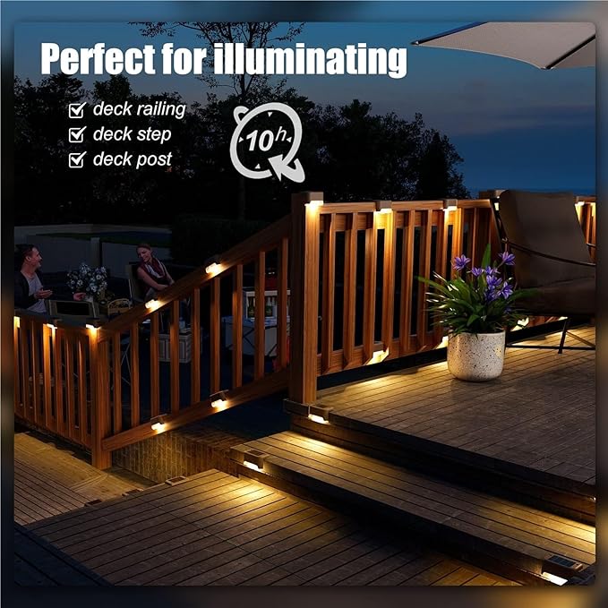 Solar Garden Lights Solar Deck Lights Outdoor Waterproof Led for Stairs Yard Patio Landscape Lighting(Black)