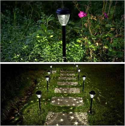 EXCMARK 10 Pack Solar Lights for Outside Pathway Walkway Driveway Garden Yard Solar Powered Lights Outdoor Waterproof. (Warm White)