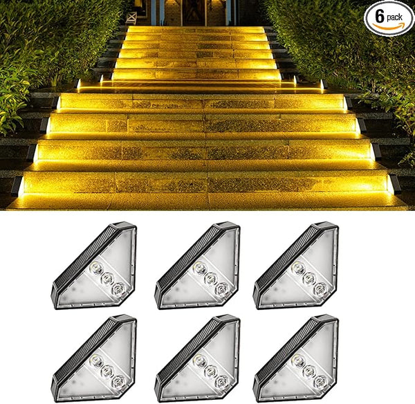 6 Pack Solar Stair Lights, Solar Step Lights Outdoor Waterproof IP65, LED Outdoor Step Light Decor for Garden | Lumora