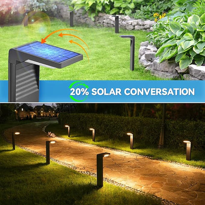 Solar Pathway Lights 12 Pack with Warm White and Cool White Mode, Modern Solar Path Lights Outdoor Waterproof, Perfect Solar Lights for Backyard, Lawn, Driveway, Walkway, Garden Decorative.