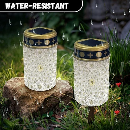 Daisy Garden Solar Light Pathway Solar Lights Solar Yard Lights Waterproof Solar Outdoor Lights for Cemetery Landscape Path LED Solar Lamp Flameless Candle