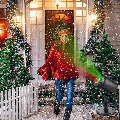 Christmas Laser Projector Lights Outdoor Indoor, 2 Colors with Red and Green Star Show, Christmas Laser Projector Lights Waterproof with Remote Decor for Christmas Holiday Party Garden Patio