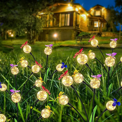 Solar Lights Outdoor 2 Pack, Solar Garden Lights, Butterfly Outdoor Decorations, Patio Decor, Big Bulb, Unique Gifts for Women, Gifts for Grandma
