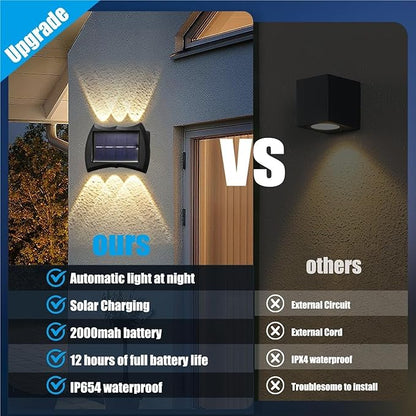 QUQUQ Solar Pathway Lights 4 Pack Solar Wall Lights Outdoor Fence Garden for Decoration Yard Patio Decor