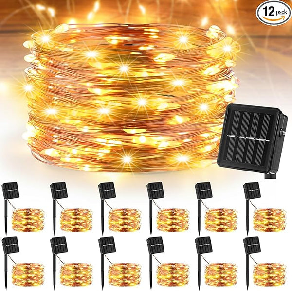 12 Pcs Solar String Lights Solar Mini Teeny Tiny Fairy Firefly Twinkle Light Waterproof 16ft 50 LEDs Garden String | Lumora