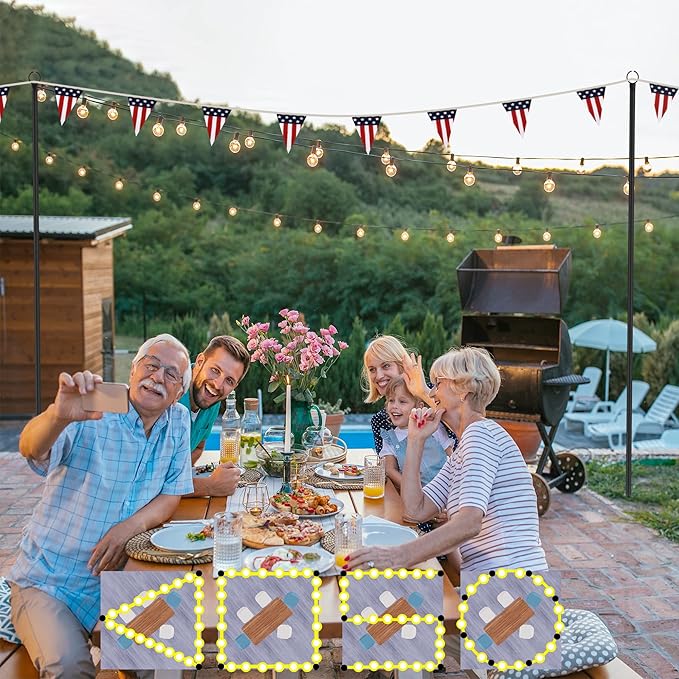 2 Pack String Light Poles for Outside, 10.5 Ft Outdoor String Light Poles for String Lights, Backyard Patio Light | Lumora