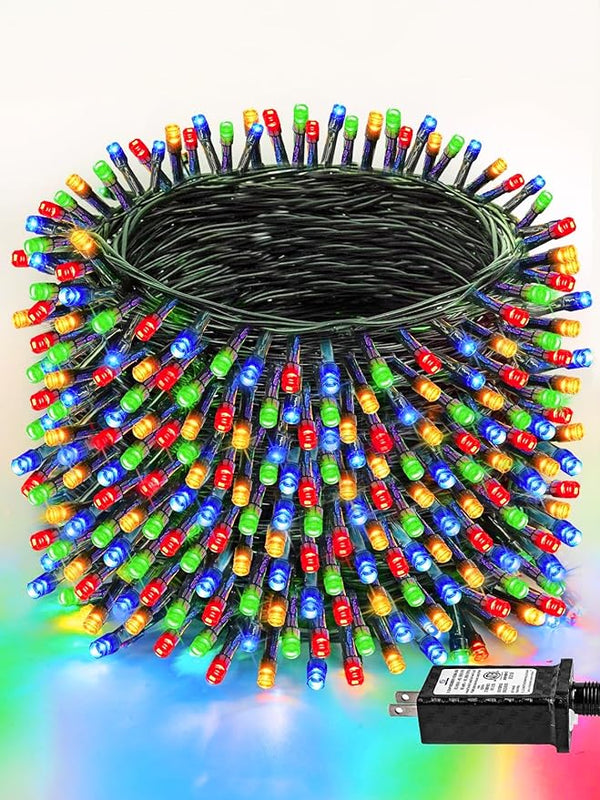 1000 LED Multicolored Christmas Lights Indoor Outdoor, Super Long 330 FT Green Wire String Lights with Memory & | Lumora