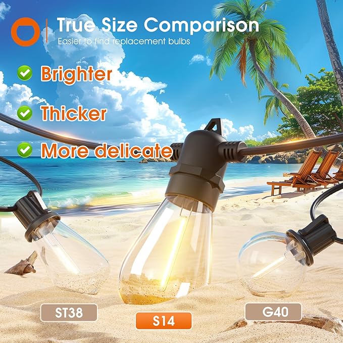 addlon 54FT Solar String Lights Outdoor Waterproof with USB Charging & Remote Control - Dimmable Solar Power Patio | Lumora