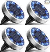 btfarm 4 Pack Solar Lights Outdoor, 8 LED Solar Ground Lights IP65 Waterproof Flat Solar Disc Light, Pathway Lights | Lumora