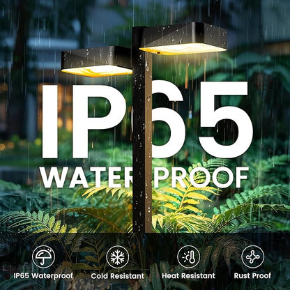 Solar Pathway Lights Outdoor Waterproof，6 Pack with 12 Head Modern Solar Lights, 2 Modes(Warm/Cold White) for Walkway,Yard,Patio,Driveway,Outside,Decor