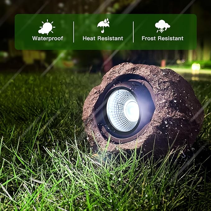 Timeflies Solar Rock Lights Outdoor, 1 Pack Super Bright Solar Spot Lights Outdoor IP65 Waterproof Yard Lights, Auto On/Off Garden Lights for Paths, Sidewalks, Yards, Landscapes, Patios