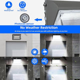 WYZM 4Pack 120W LED Wall Pack Lights with Dusk-to-Dawn Sensor, 21000LM Bright Wall Mount Outdoor Light 5000K | Lumora