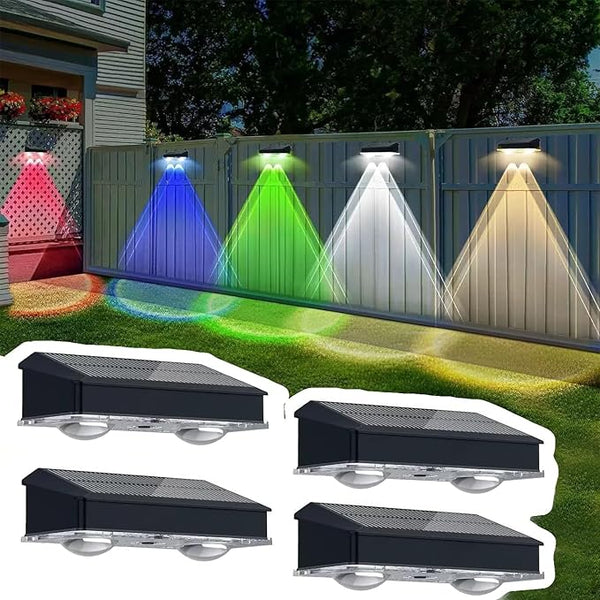 Solar Fence Lights Outdoor,Solar Wall Lights 8 Fixed Colors ＆ RGB Color Changing Modern Solar Powered Deck Light | Lumora