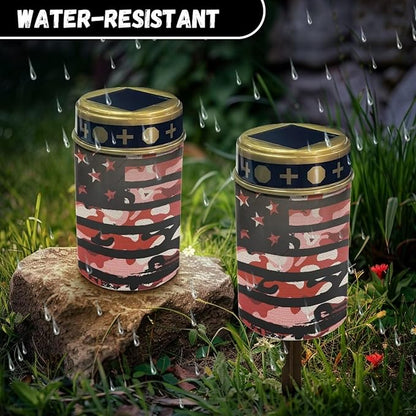 American Flag Camo Solar Light Garden Decorative Solar Light Outdoor for Men Women 4th of July Waterproof Solar Light Patriotic Landscape Path Light Night Light Book Light