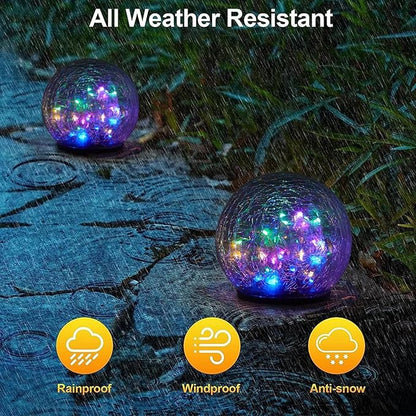 Solar Lights, Outdoor Waterproof, Spherical, Suitable for Yard, Terrace, Path, Lawn, Party, Garden, Landscape Lighting, Creative Birthday Gift, 2 Pack (5.5 Inch（Colored Light）)